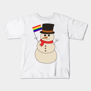 Gay pride Snowman. Merry Christmas celebration. Kids T-Shirt